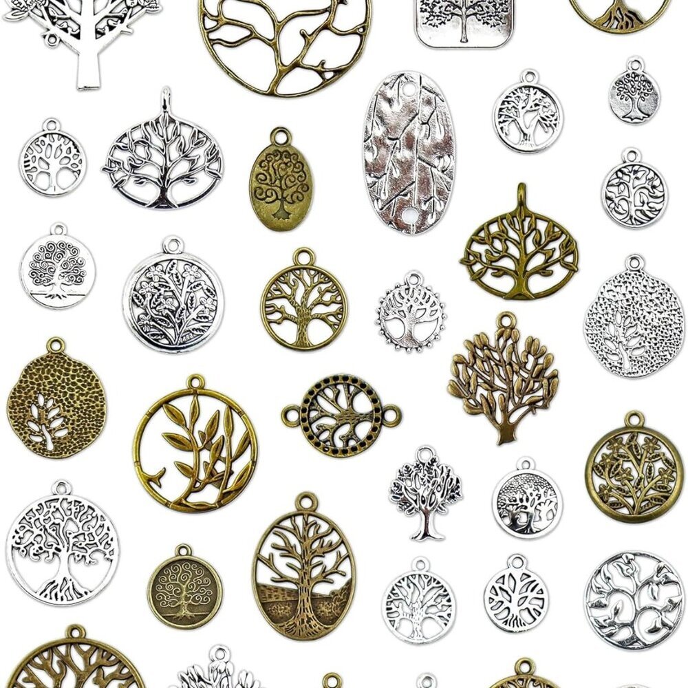 35 PCS Mixed Tree of Life Charms Pendents DIY for Necklace Bracelet Jewelry Maki